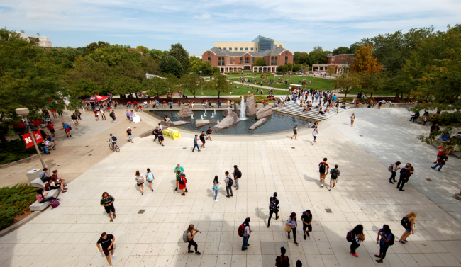 College kids on a college campus